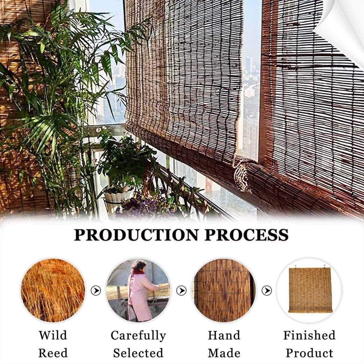 Patio Shades Roll Up Outdoor, Bamboo Blinds for Outdoor Patio, Thernal Insulated Shading Reed Blinds, Blackout Bamboo Shade, Privacy Screen, Cordless, 24″ 30″ 34″ 36″ 39″ 43″ 48″ 51″ 55″ 70″ Width YYmmDQ