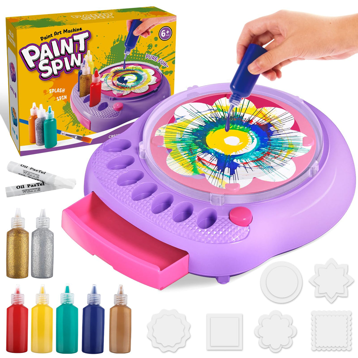 Arts and Crafts for Kids Ages 4-8,Paint Spin Art Machine Kit,Art Craft Set for 6-9 Year Old,Cool Painting Spinner Toys Kits Set,Art Supplies Birthday Gifts for Boy Girl Ages 6 7 8 9 10 11 12 Purple TingingYuli