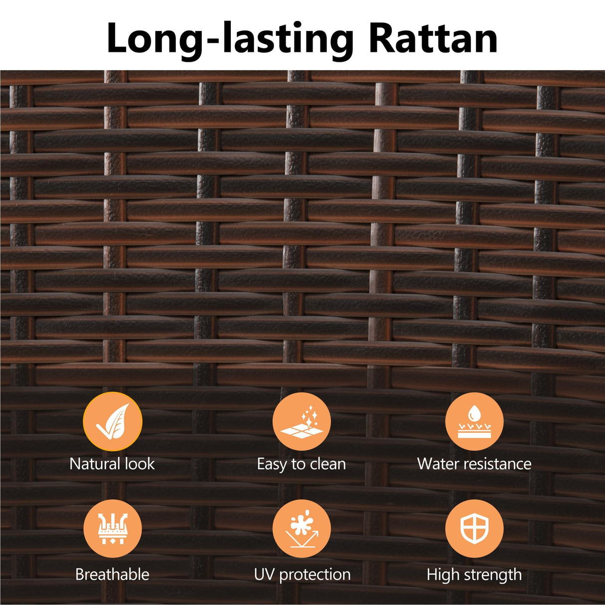 RoyalCraft 5 Piece Patio Wicker Dining Sets for 4, Water-Resistant Rattan Outdoor Dining Table and 4 Chairs with Wood Table Top, Conversation Set Removable Cushions for Deck, Garden, Backyard, Brown RoyalCraft