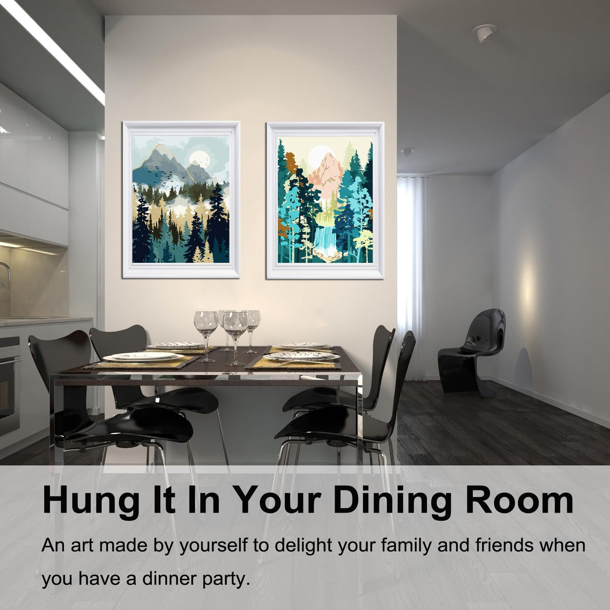 BAISITE Paint by Numbers Kit for Adults Beginners,12" Wx16 L 2 Pack Canvas for Painting Kits for Adults in Colorful Box-Sunrise Mountains Waterful 7172 BAISITE