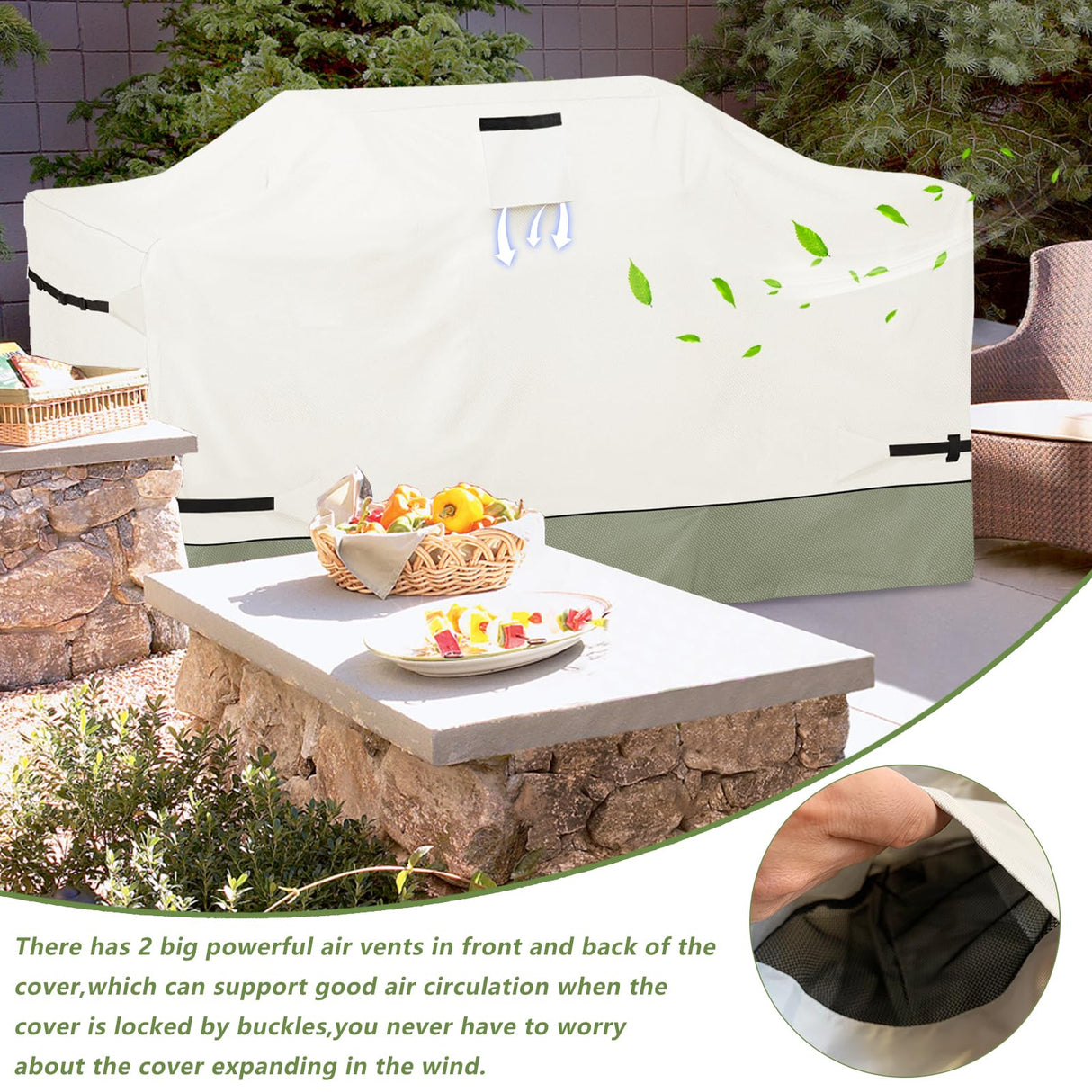 Osileyo 98 Inch Island Grill Cover - Heavy 600D Duty Waterproof All Weather Protection Outdoor Cover,Beige Osileyo