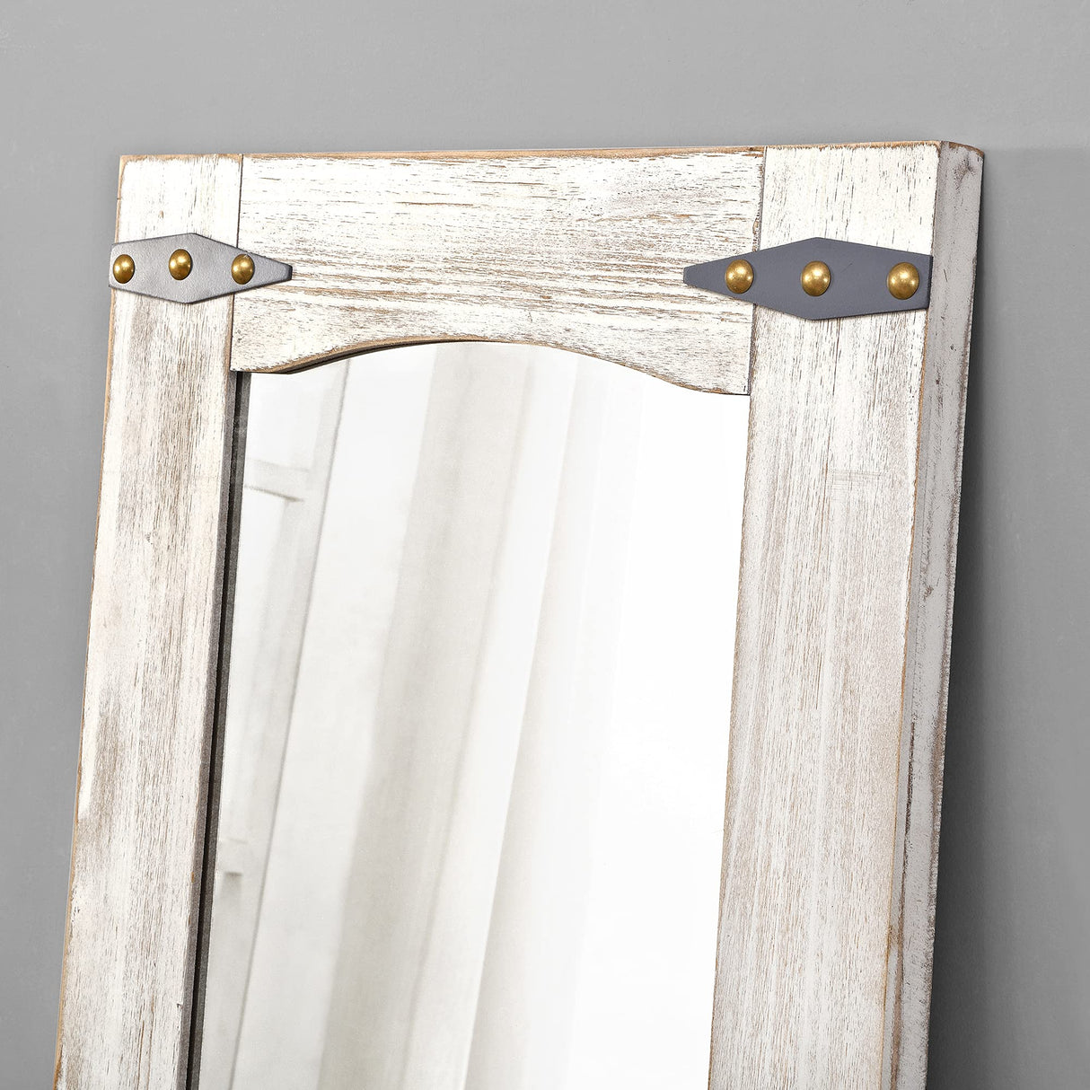 FirsTime & Co. Ivory Meredith Barn Door Standing Mirror, Full Length Leaning or Wall-Mounted Mirror, Wood Frame, 20 x 1.5 x 60 inches FirsTime