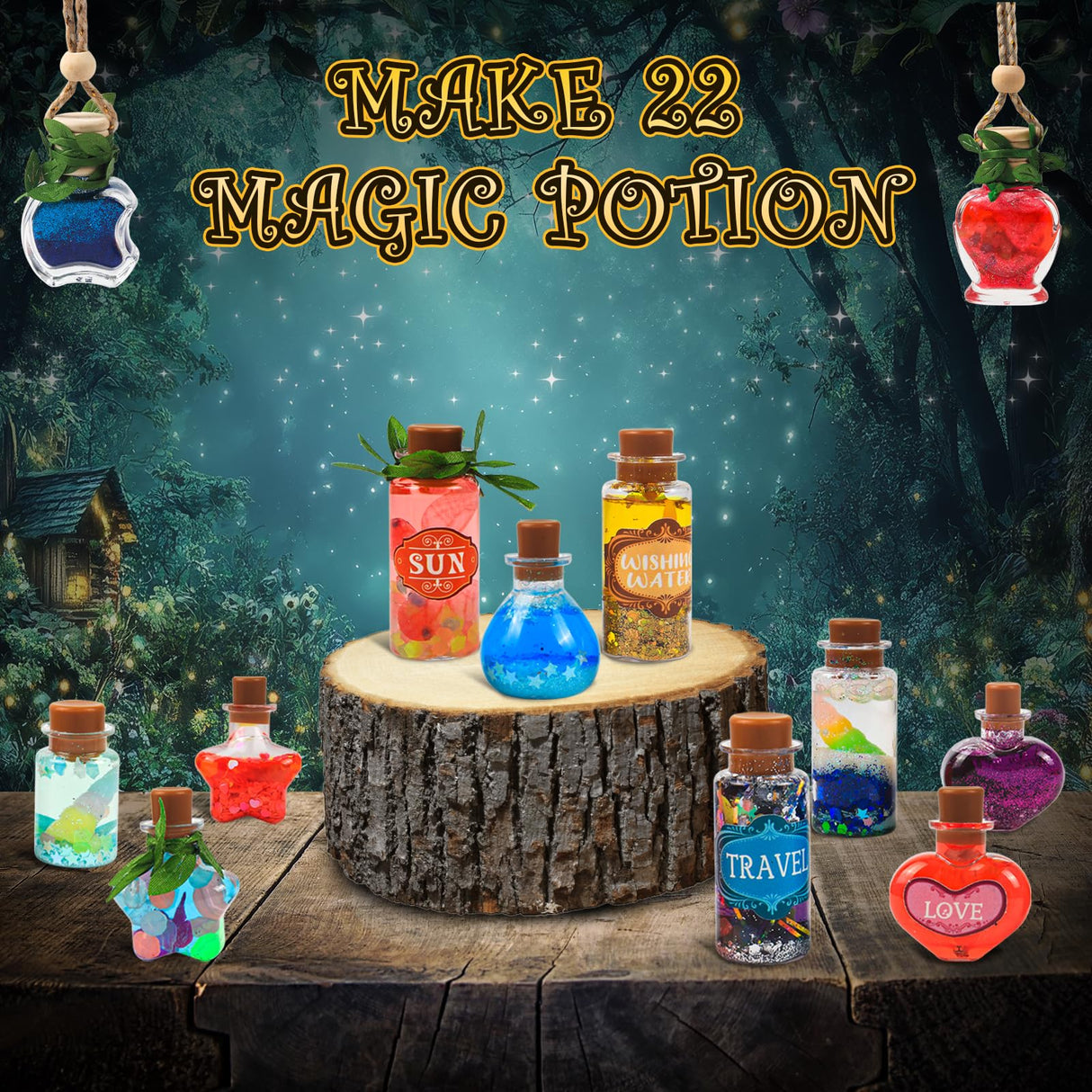 Rhybor Magic Potion Kit for Kids,Mix 22 Bottles Fairy Magic Potions,Mystery Potions Craft Kit,Christmas Halloween Decorations Birthday Gift Toys for Girl 6 7 8 9 10 Rhybor
