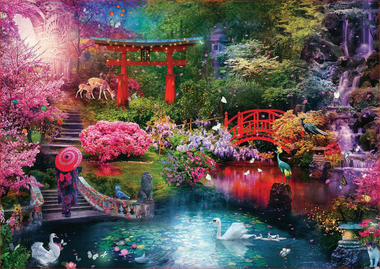 Educa - Japanese Garden - 3000 Piece Jigsaw Puzzle - Puzzle Glue Included - Completed Image Measures 47.25" x 33.5" - Ages 14+ (19282) Educa