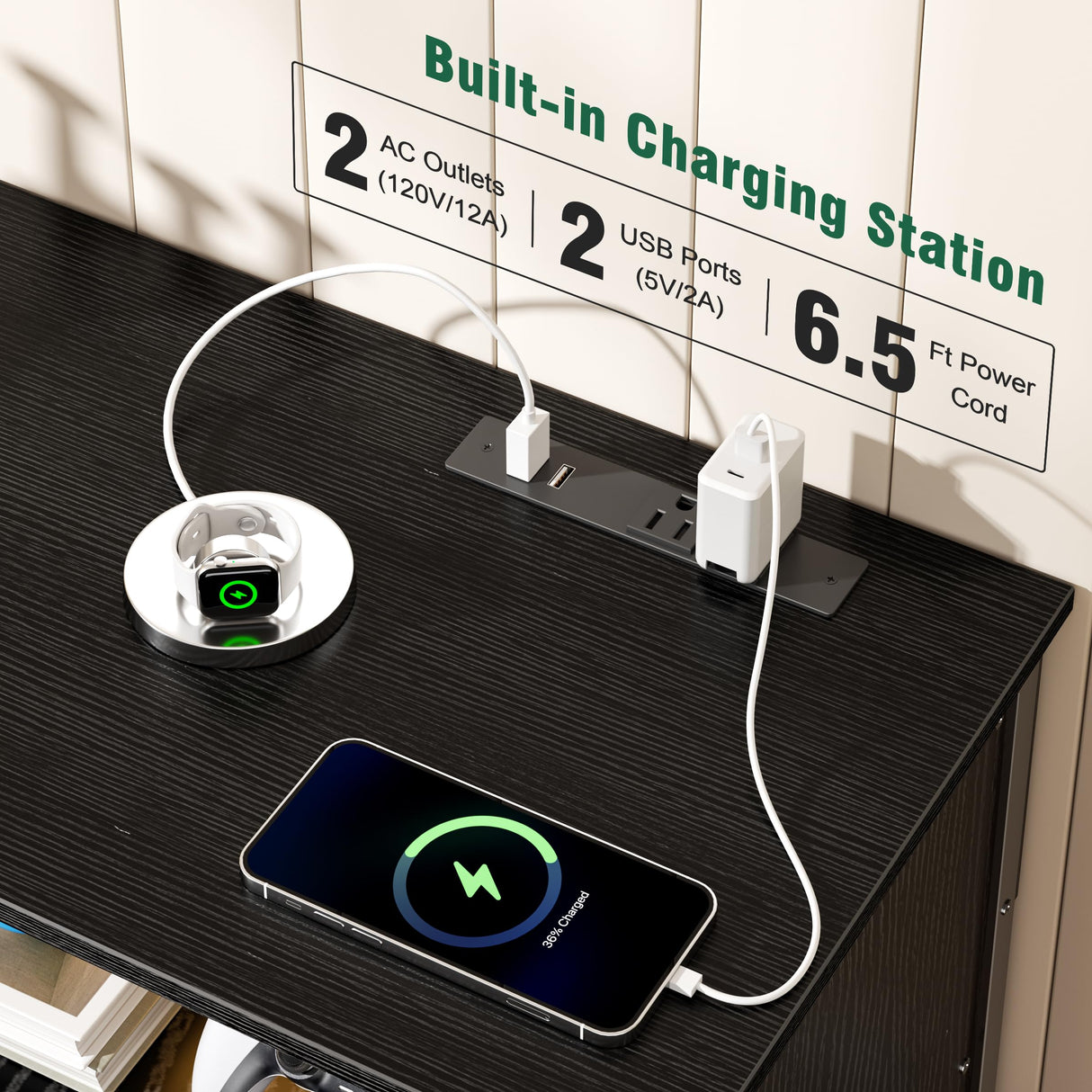 Furologee 55" LED TV Stand for Bedroom with Power Outlets, Entertainment Center with 6 Fabric Drawers for 50/55/60 inch TVs, Dresser TV Stand Long Console Media Table for Living Room, PU Black Furologee