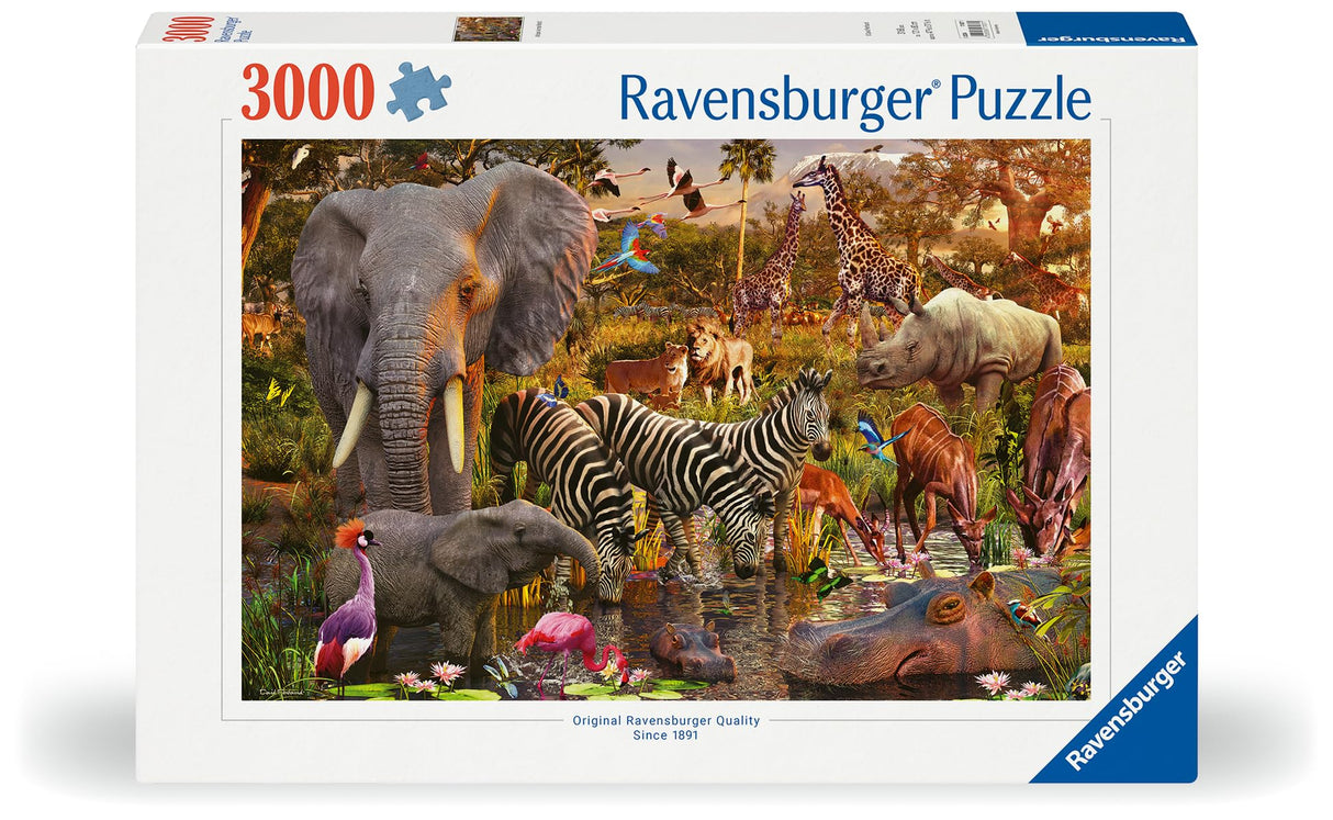 Ravensburger African Animal World 3000 Piece Jigsaw Puzzle for Adults - 17037 - Handcrafted Tooling, Durable Blueboard, Every Piece Fits Together Perfectly Ravensburger