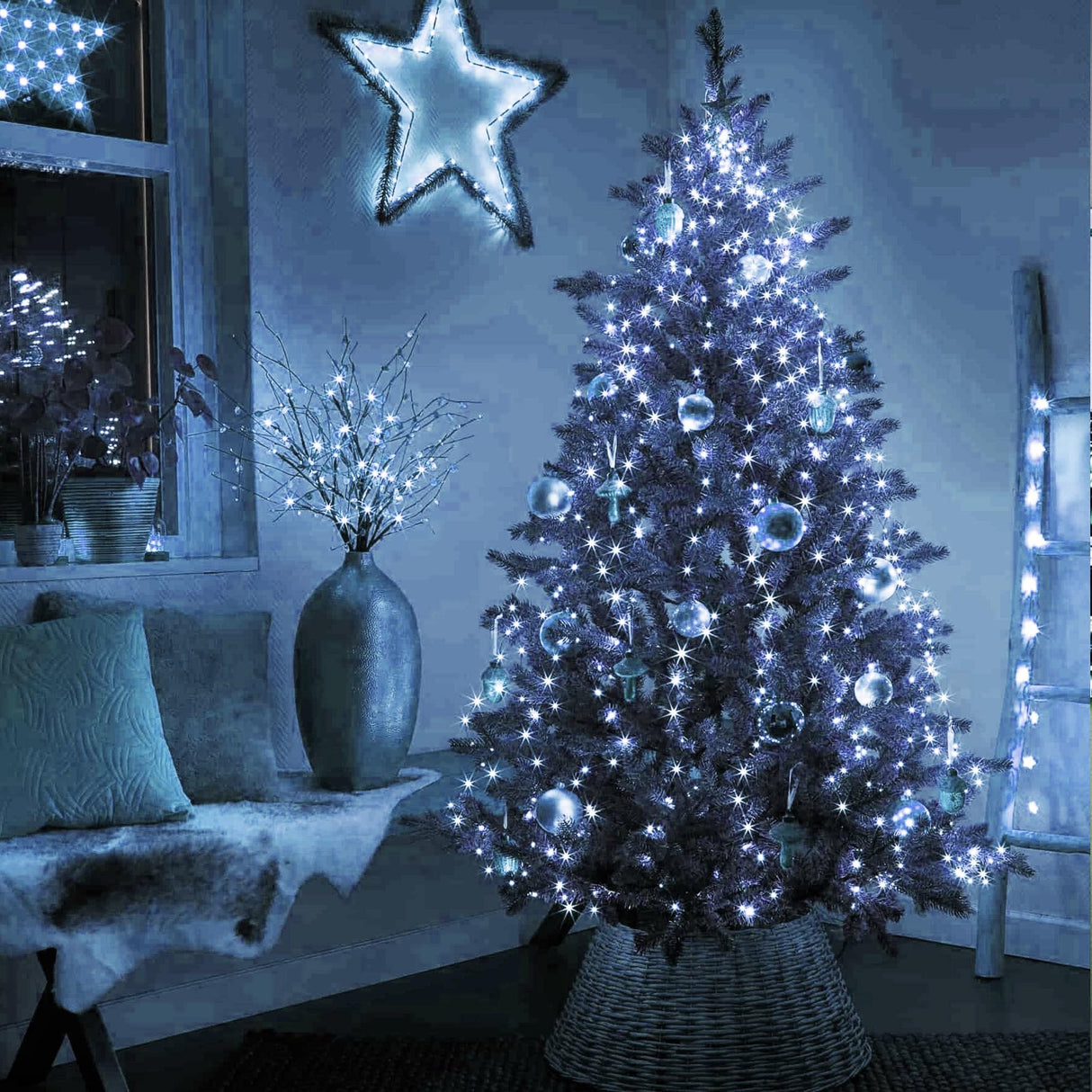 Dazzle Bright Christmas Tree Lights, 448 LED Waterfall Tree Topper Lights with Remote & 8 Lighting Modes, 8.2FT X 16 Lines Christmas Lights for Indoor Outdoor Yard Party Xmas Decoration (White) Dazzle Bright