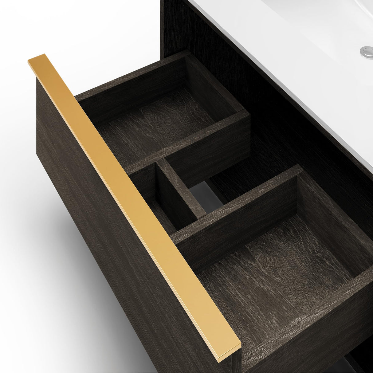 DWVO 32 Inch Bathroom Floating Vanity with Sink Combo, Wall Mount Bathroom Vanity Sintered Stone Countertop & Integrated Sink, Bathroom Cabinet Includes Ceramic Sink with Cabinet, Oak Grey DWVO