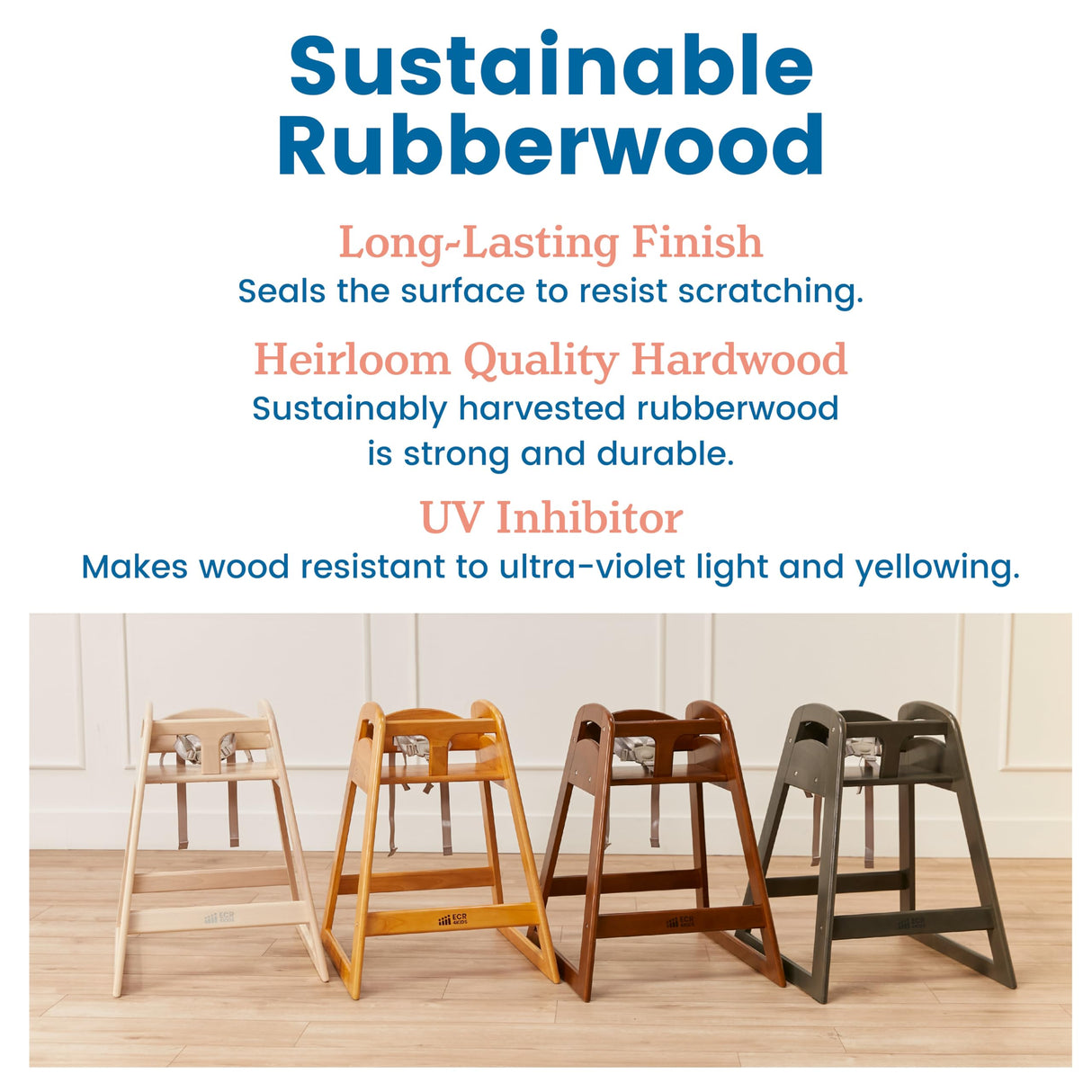 ECR4Kids ASATT High Chair, Toddler Chair, Antique White ECR4Kids