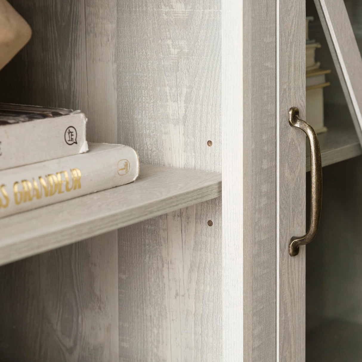 Walker Edison Wesley Modern Farmhouse Glass Door TV Stand for TVs up to 65 Inches, 58 Inch, Stone Grey, Without Fireplace Walker Edison