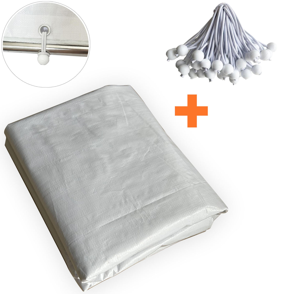 10 x 20 Ft Carport Replacement Canopy Cover, Heavy Duty Top Cover for Car Garage, Tear-Proof, Anti-UV & Waterproof Party Tent Shelter Tarp with 42 Ball Bungees (Only Cover, Frame Not Include) White QiaFantm