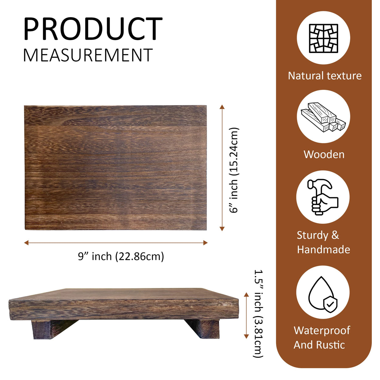 Lyfe Simple Wood Riser for Decor - Rustic Pedestal Stand - Handmade Small Wood Tray - Soap Tray for Kitchen Sink, Dish Soap Tray, Wood Tray for Bathroom, Wooden Stand for Display (Brown, 9 x 6 Inch) Lyfe Simple
