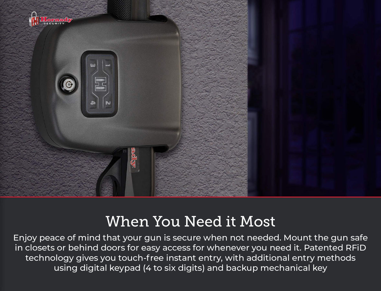 Hornady Rapid Safe Wall Mount for Long Guns – RFID Entry Quick Access Safe For Shotguns and Rifles Hornady