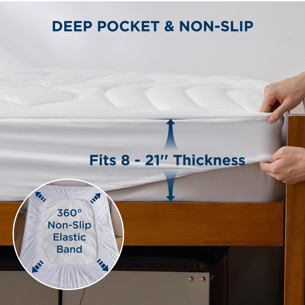 Bedsure Twin XL Mattress Pad - Soft Mattress Topper for College Dorm Room Essentials, Extra Long Twin Quilted Fitted Bed Cover Protector with 8-21 Inches Deep Pocket, Washable, White, 39x80 Inches Bedsure