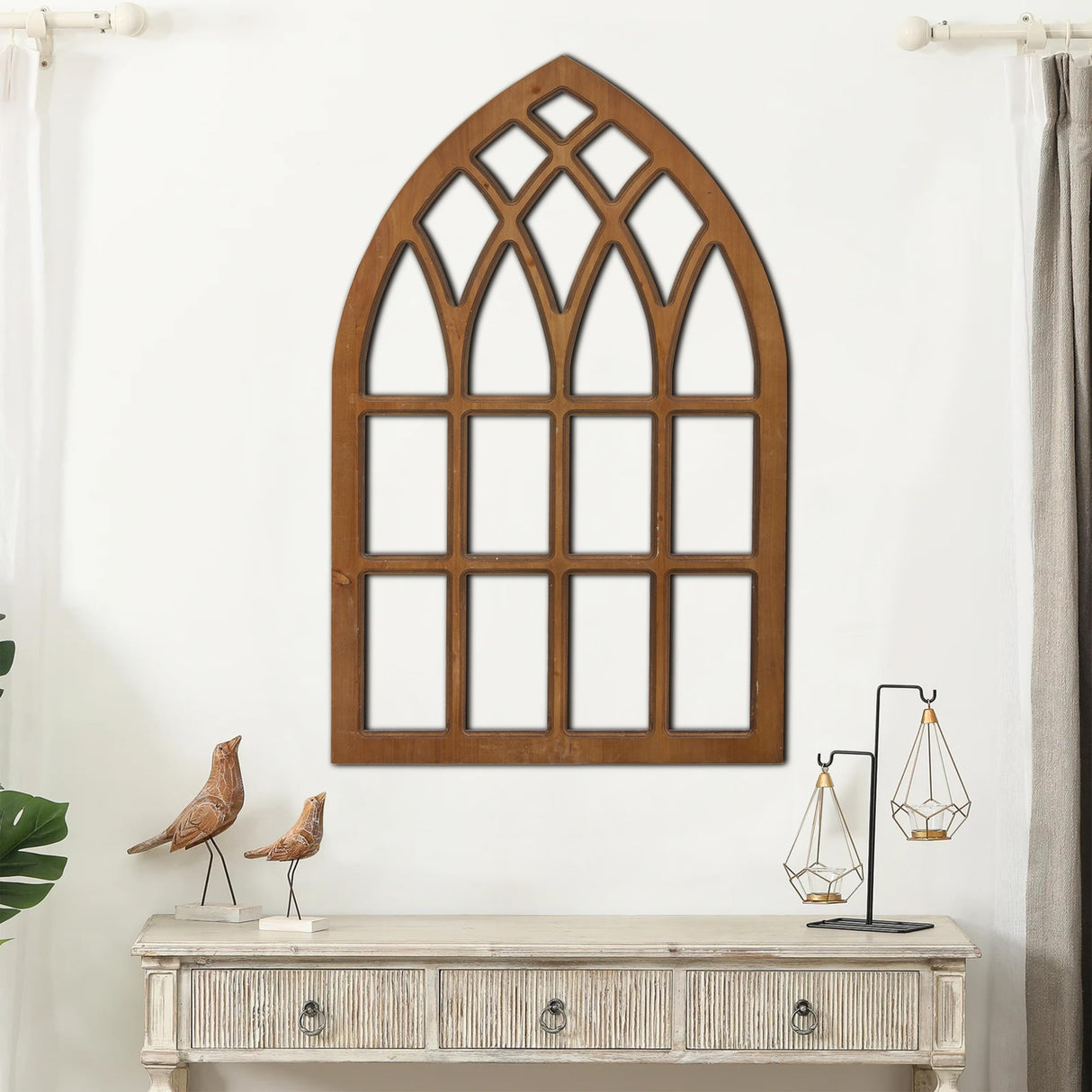 Sintosin Farmhouse Window Frames for Wall Decor Living Room 20 x 32 inch, Hanging Distressed Rustic Arched Wood Window Frame Bedroom Wall Decor Above Bed, Wall Panels for Interior Wall Decor Sintosin