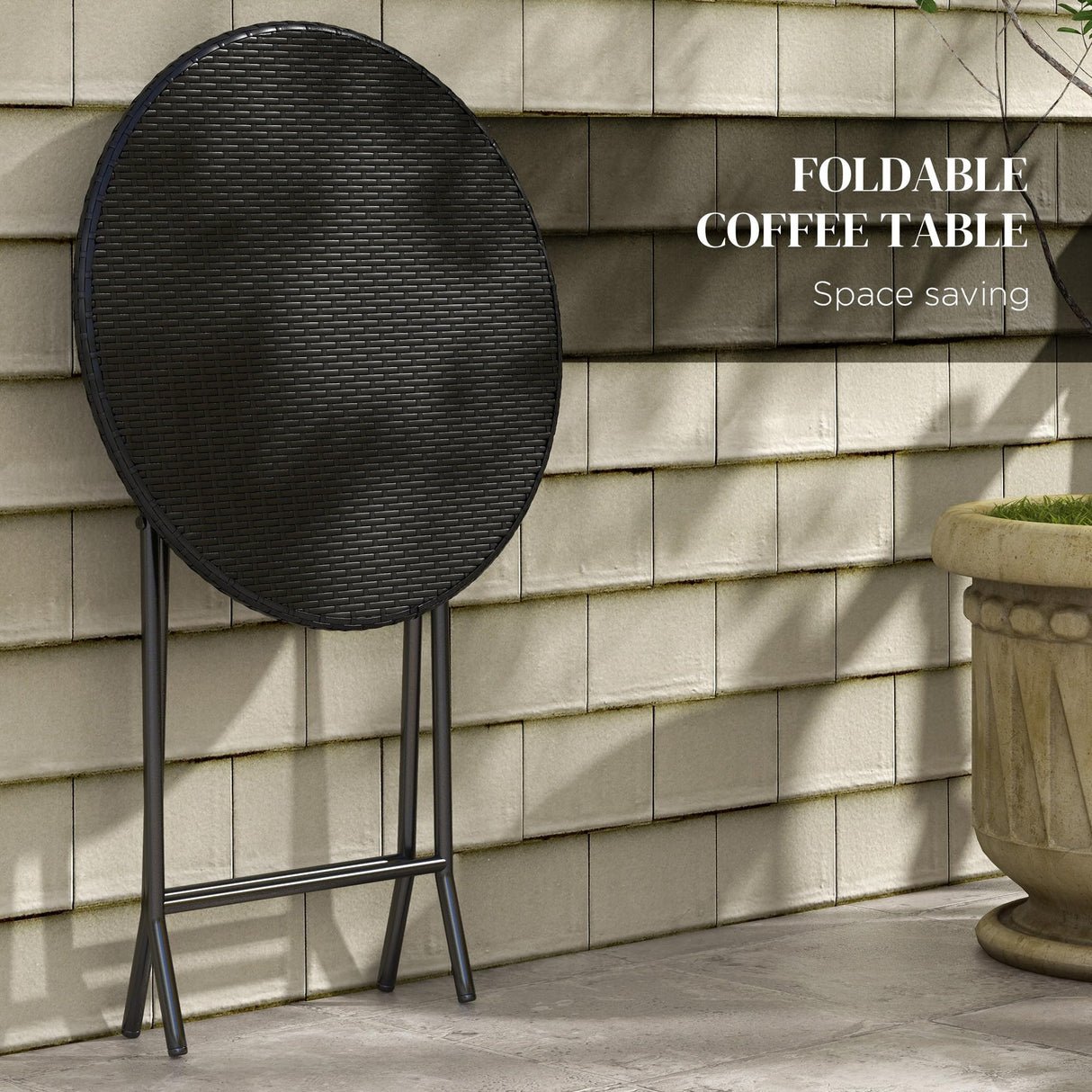 Outsunny 3 Pieces Wicker Outdoor Bistro Set, Rattan Patio Furniture Set with Folding Coffee Table, Porch Chairs with Cushions for Backyard, Balcony, Garden, White Outsunny