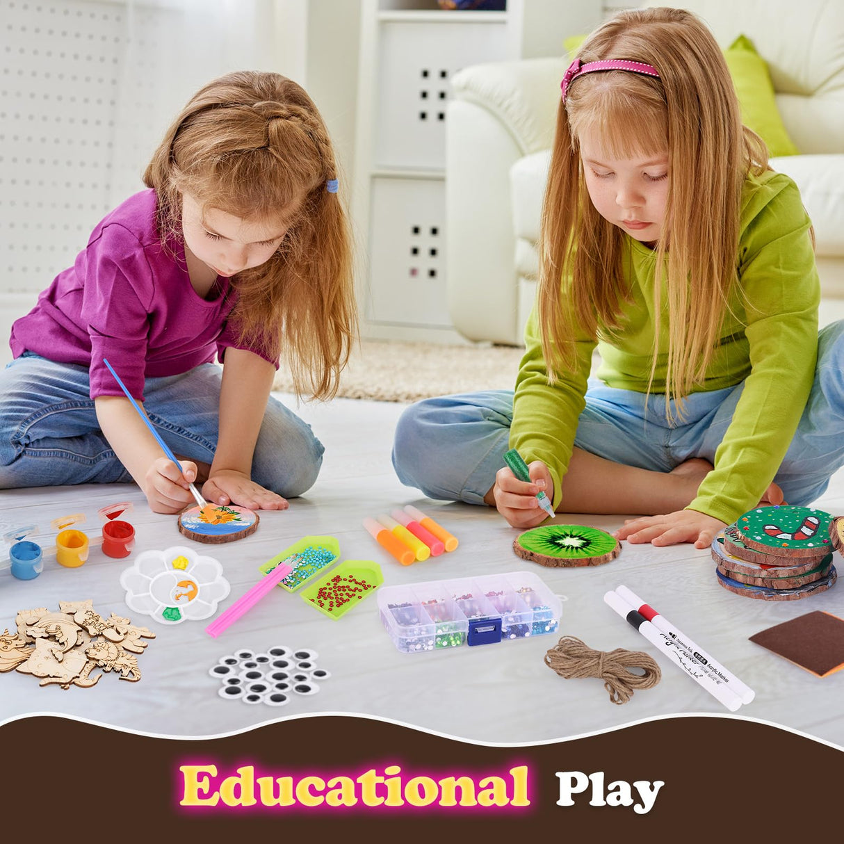 VisionX Wooden Painting Craft Supplies Kit for Kids, Arts and Crafts for Boys and Girls Ages 6-12, Creative Art Toys Birthday Christmas Gifts for 5 6 7 8 Year Old Girls Boys VisionX