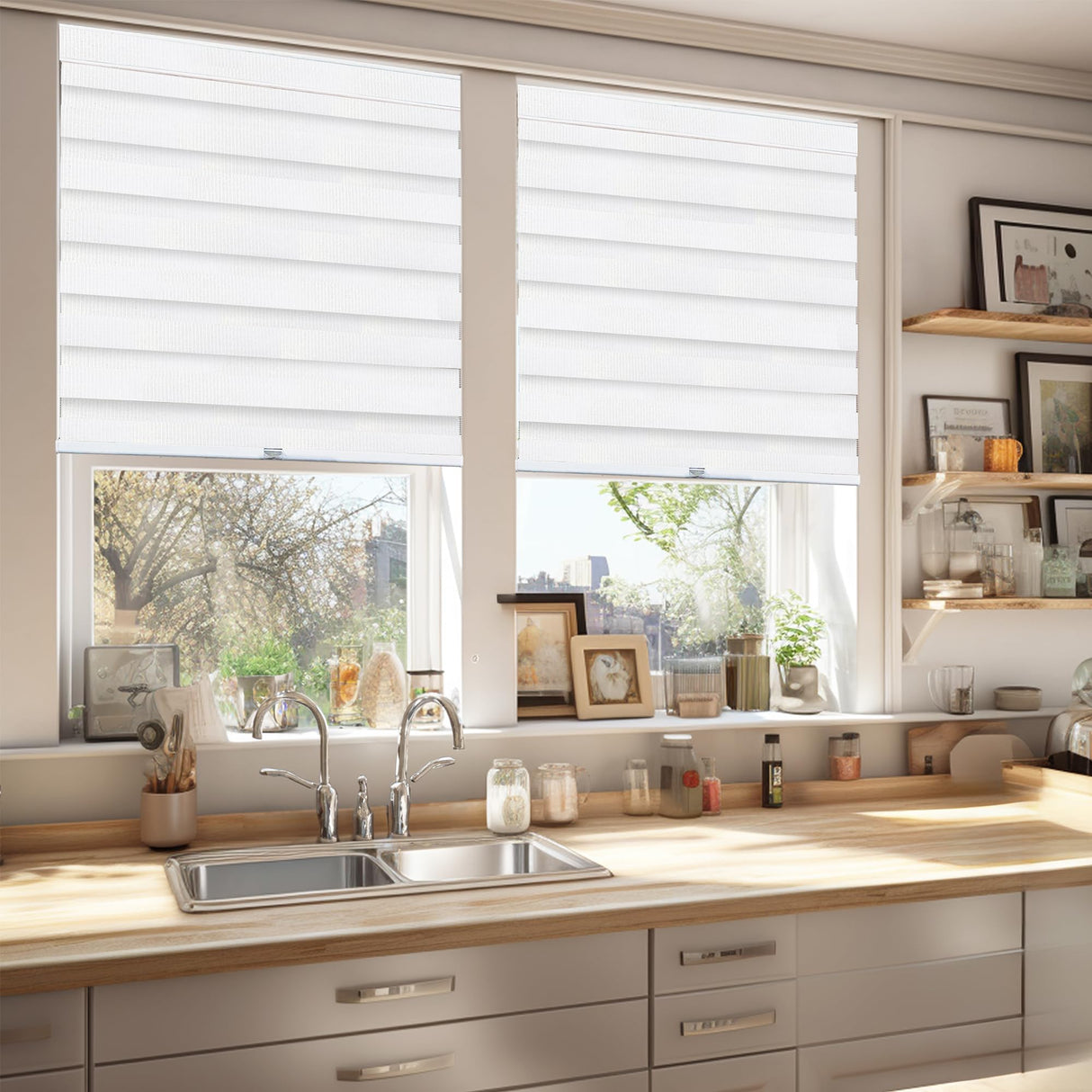 CHICOLOGY Zebra Blinds , Roller Window Shades , Blinds for Windows , Roller Shades for Windows , Window Shades for Home , Window Shades , Pull Down Shades for Windows , 29"W X 72"H , Basic Arctic CHICOLOGY