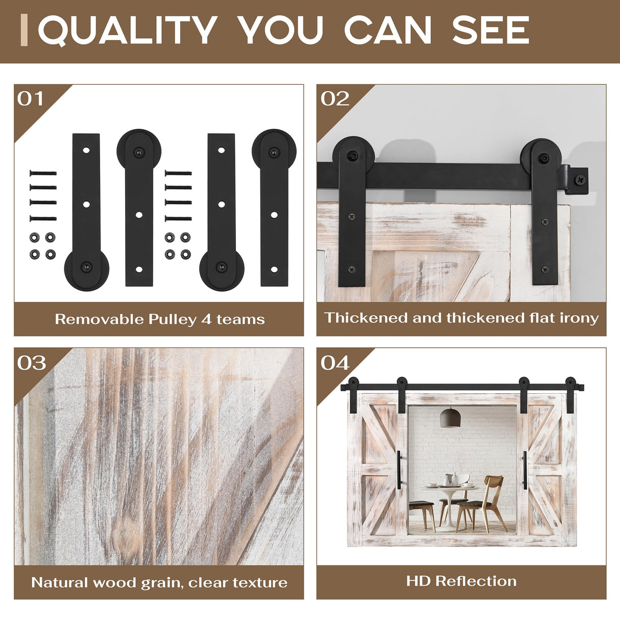 COGOOD Farmhouse Barn Door Mirror - 37" x 26" Rustic Wood Framed Mirror Wall Decor for Dining Room, Bathroom, Living Room, Bedroom Decorative, Rustic White COGOOD