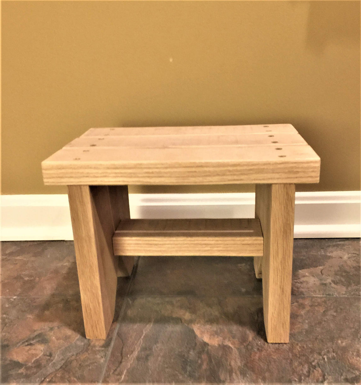 Classic Amish Reclaimed Wood Stool. Natural, Rustic, Solid. Versatile Home Decor Piece. Handmade in USA. Step/Sitting/Footstool/Plant Stand. 12 x 8.5 x 8 Authentic Amish