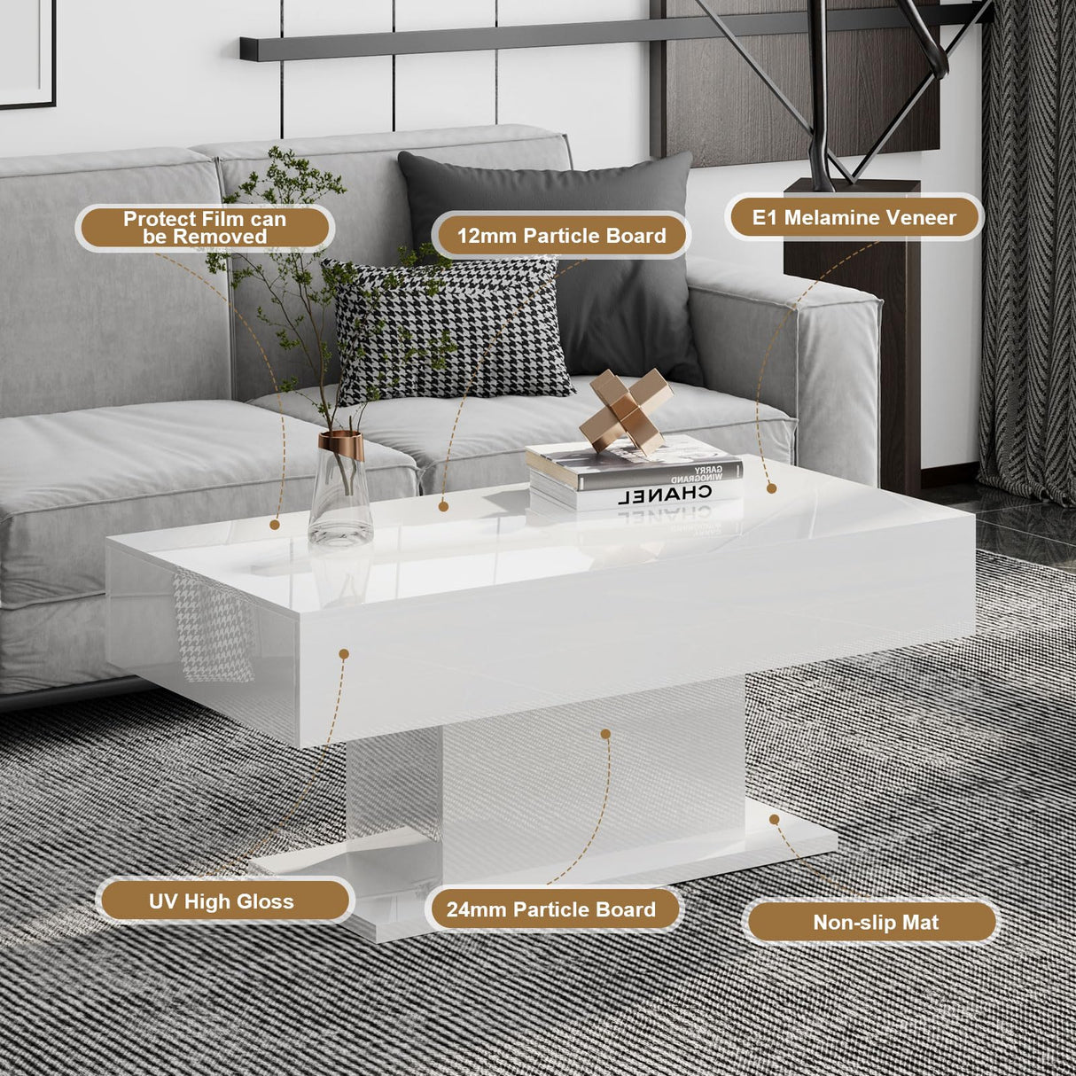 Led Coffee Table Living Room White Coffee Table Mesas De Centro Para Salas Modernas Nesting Coffee Table Modern Coffee Table for Living Room Sliding Center Table (White) HedoAjim
