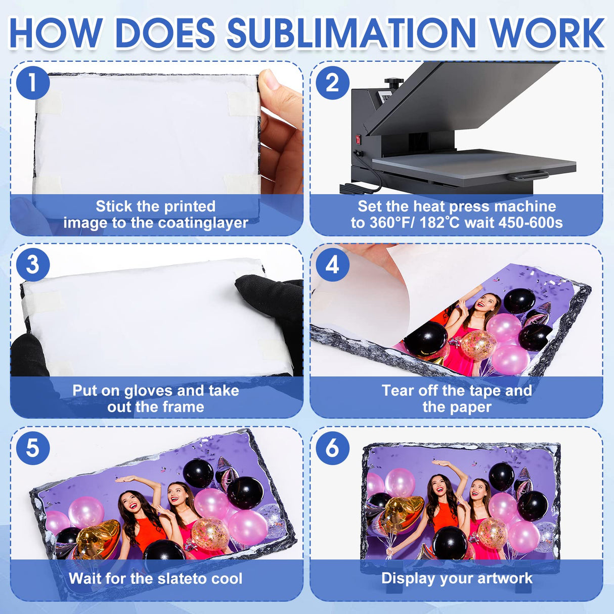 Sabary 18 Pcs Sublimation Blank Slate Rock Stone Bulk Xmas Photo Picture Frames Commercial Plaque with Display Stand Decoration for Desktop Souvenir Christmas DIY Gift(6 x 4 Inch) Sabary