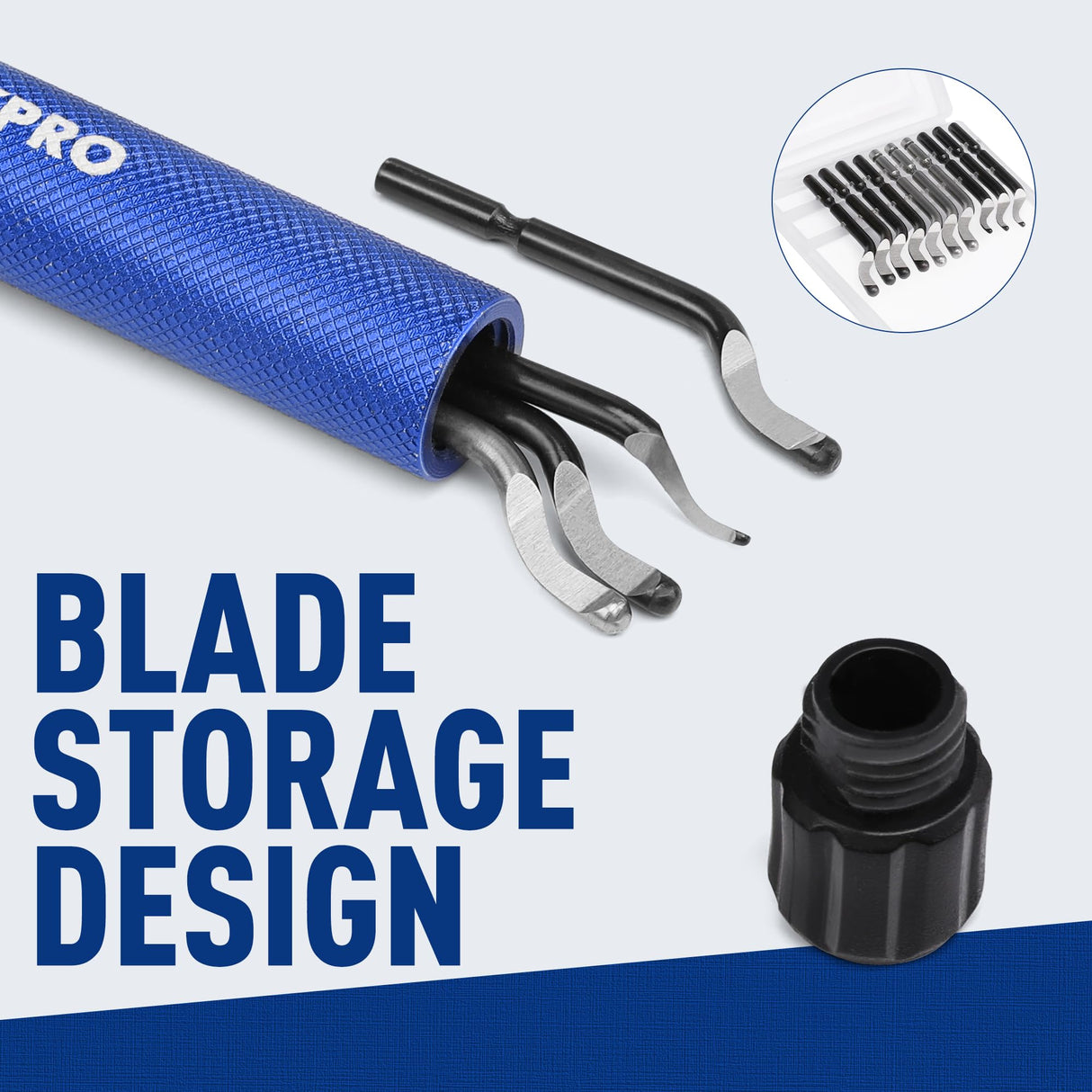 WORKPRO Deburring Tool with 11 Extra High Speed Steel Swivel Blades - 360 Degree Rotary Head Deburring Tool for Metal, Resin, Aluminum, Copper, Plastic, 3D Printing, Wood WORKPRO