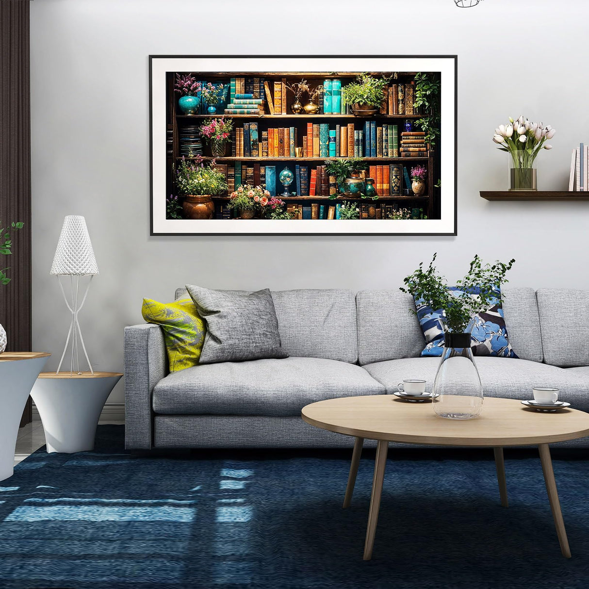 JOOZ Large Diamond Art Kits for Adults - 5D Book Diamond Painting Kits for Adults, DIY Full Drill Bookshelf Plant Diamond Art Painting, Bookshelf Gem Art Kits for Home Wall Decor 27.5x15.7 Inch JOOZ