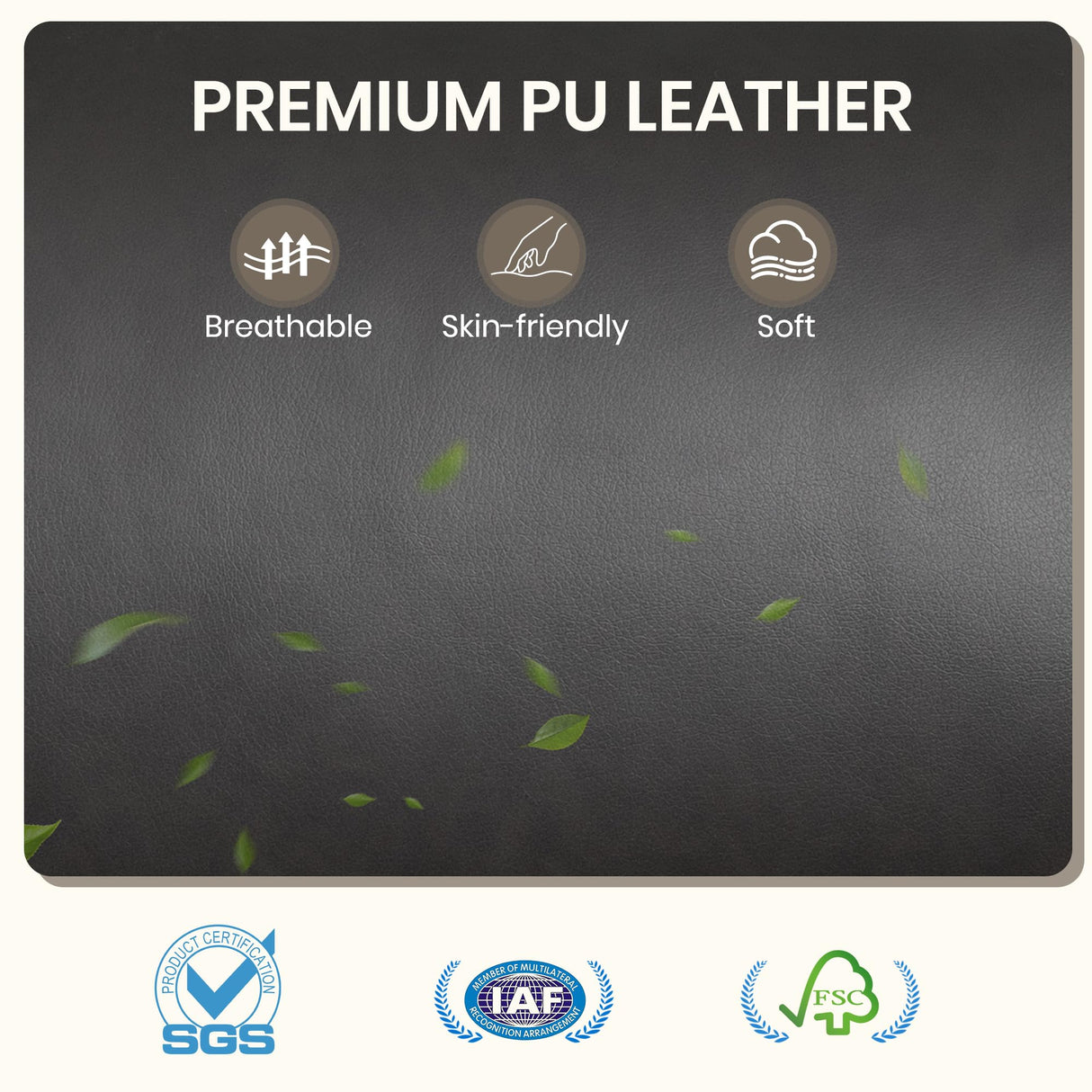 CALIVIA Manual Reclining Sofa Set, Double Recliner Loveseat and 3-Seater Sofa for Living Room, Faux Leather Upholstery with Sturdy Frame & Soft Cushions (Grey) CALIVIA