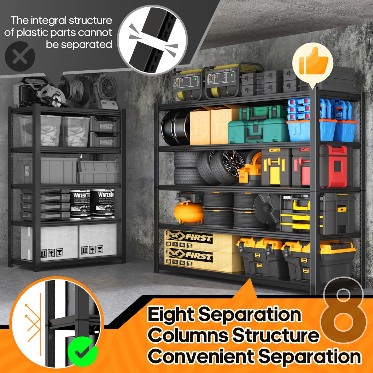 Nexvrtau Garage Shelving Heavy Duty,5 Tier Adjustable Metal Shelving Storage Rack,Storage Shelves,48" Wx20 Dx72.2 H,Industrial Shelving Unit for Basement,Warehouse,Garage Organization.1 Pack Nexvrtau