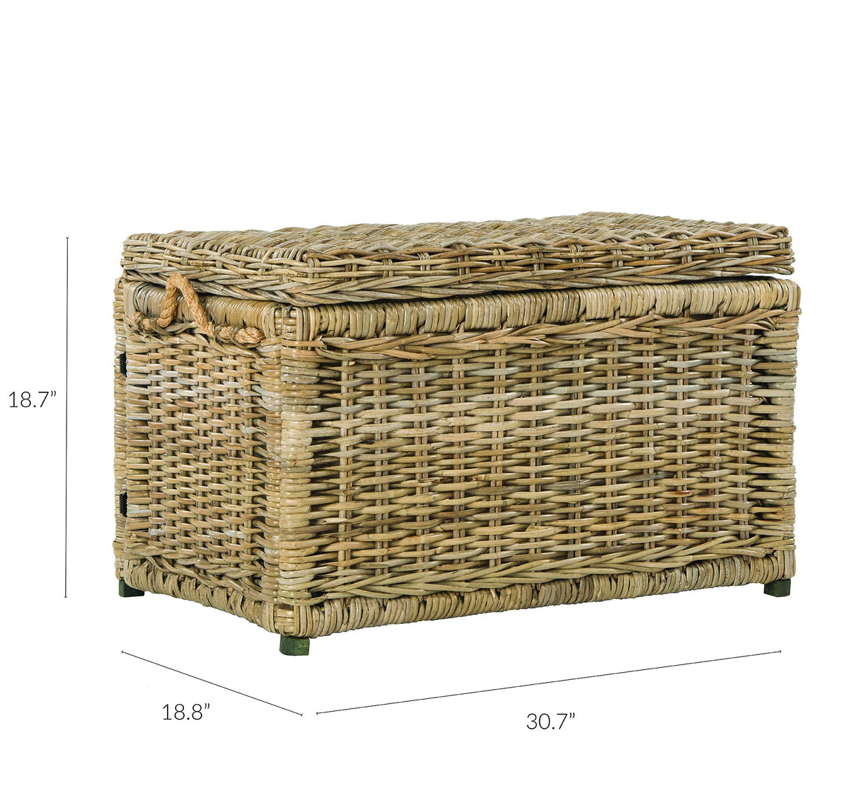 happimess HPM9003B Jacob 30" Wicker Storage Trunk, Collapsible for flat storage, Rattan-Kubusoft Gray, Coastal for Office, Dorm Room-LivingRoom, Bedroom, Dining Room, Natural happimess