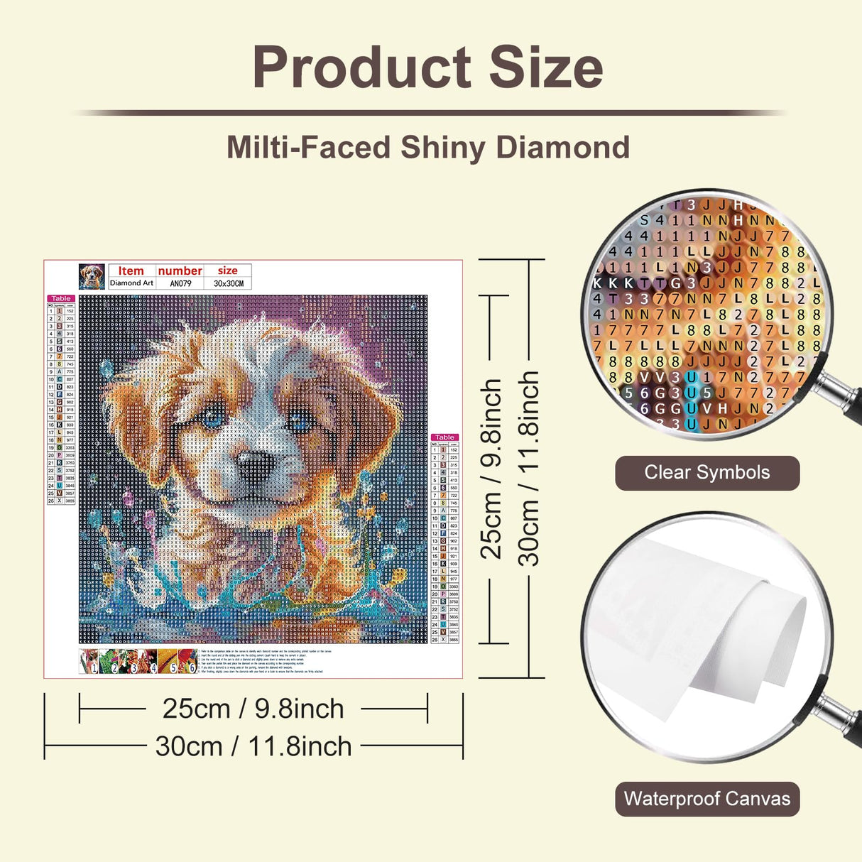 Anuver Dog Diamond Art Kits for Adults, 5D DIY Diamond Painting Kits for Beginners, Full Drill Diamond Painting Kits for Home Wall Decor, 12x12 Inch Anuver