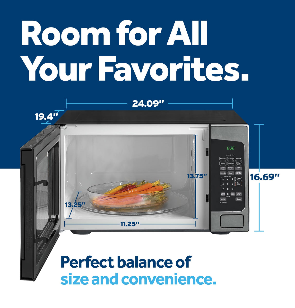 GE Countertop Microwave Oven, 1,200-watt Capacity, 2.0 Cubic Ft., 8 Auto Setting Cooking Settings, Child-Lock Technology, Kitchen Essentials for the Countertop, Dorm Room or Apartment, Satinless Steel GE