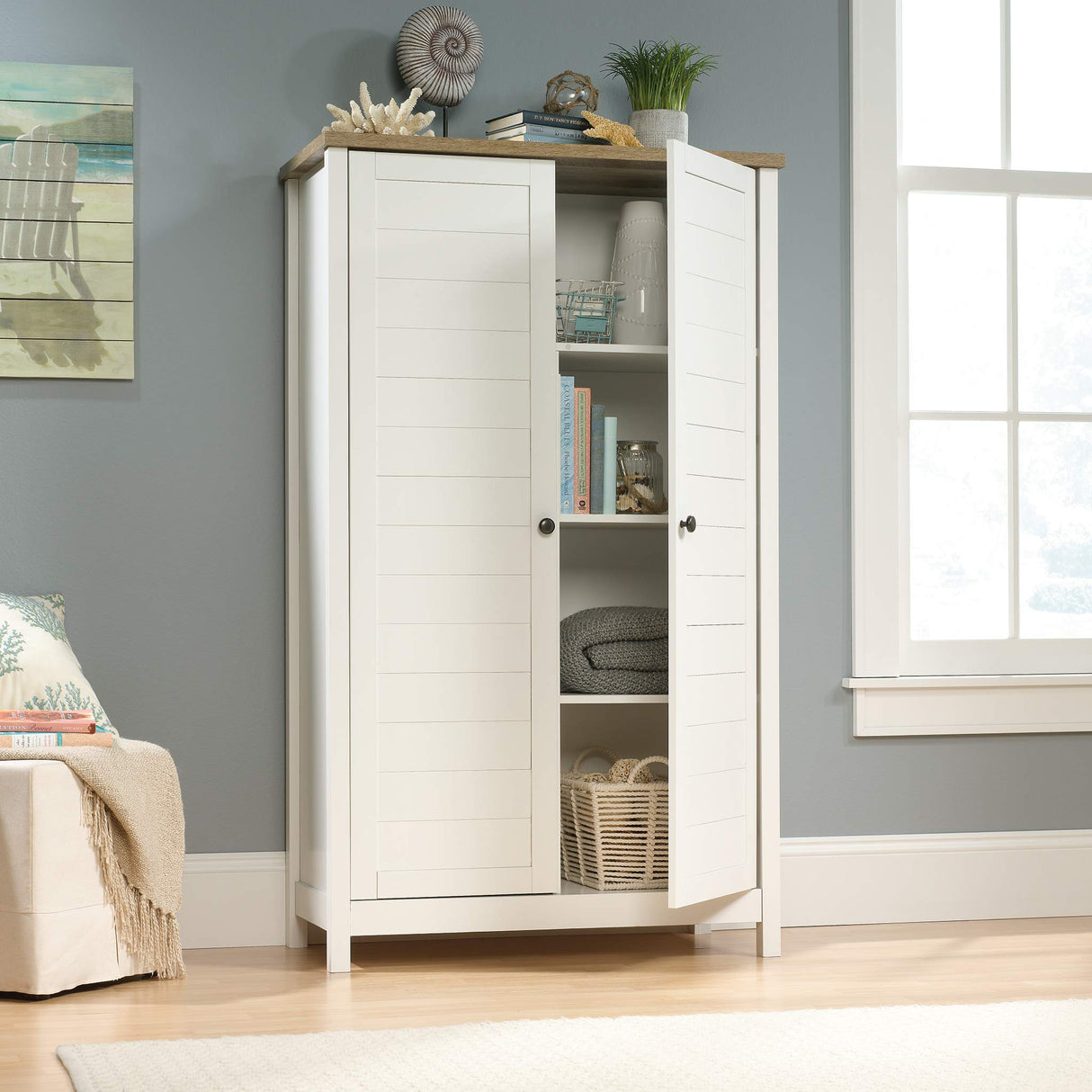 Sauder Cottage Road Storage Cabinet/ Pantry Cabinet, Soft White finish Sauder