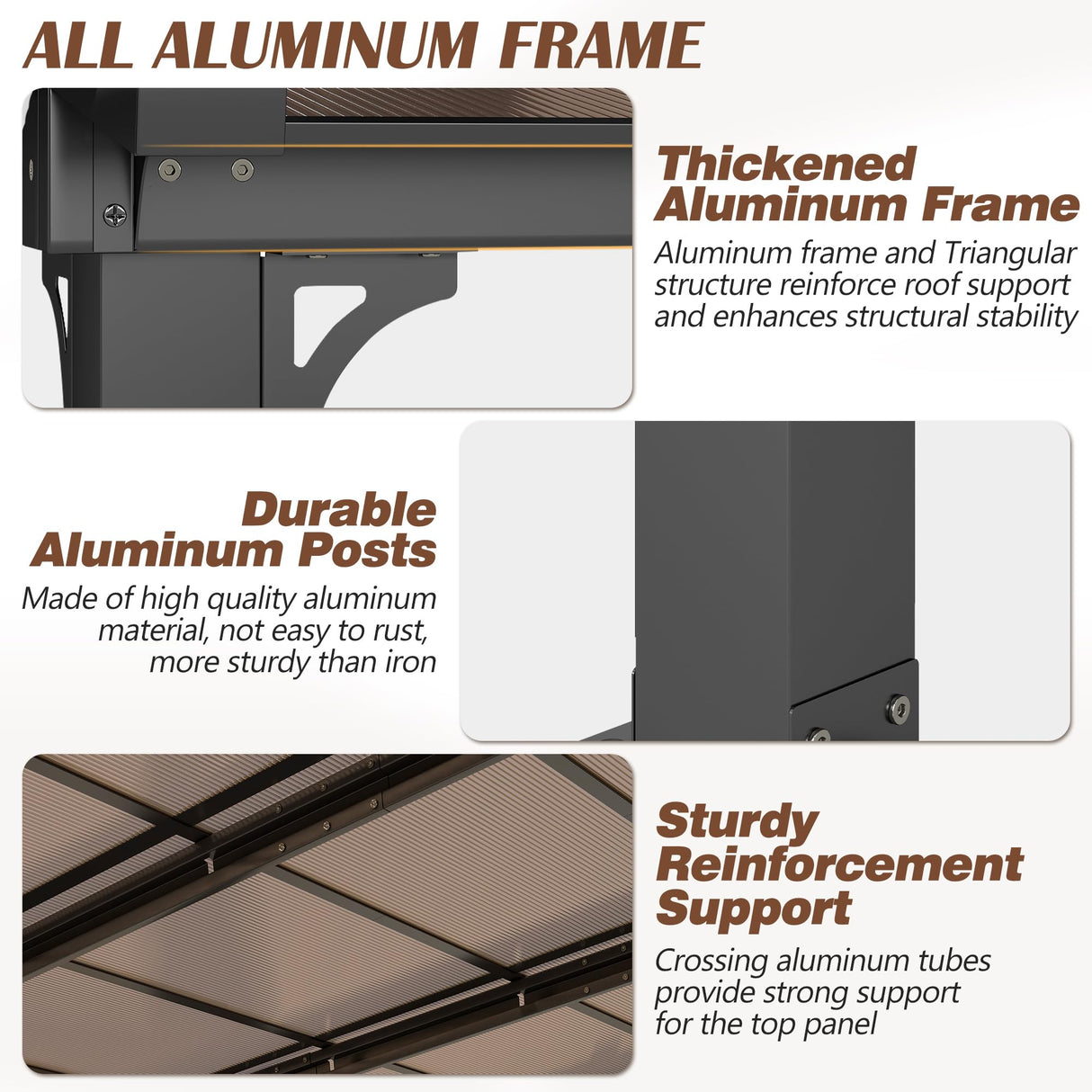 Raysfung 10 x13FT Outdoor Wall-Mounted Hardtop Gazebo, Aluminum Frame Lean to Gazebo with Polycarbonate Roof and Curtains for Patio, Garden, Deck Raysfung