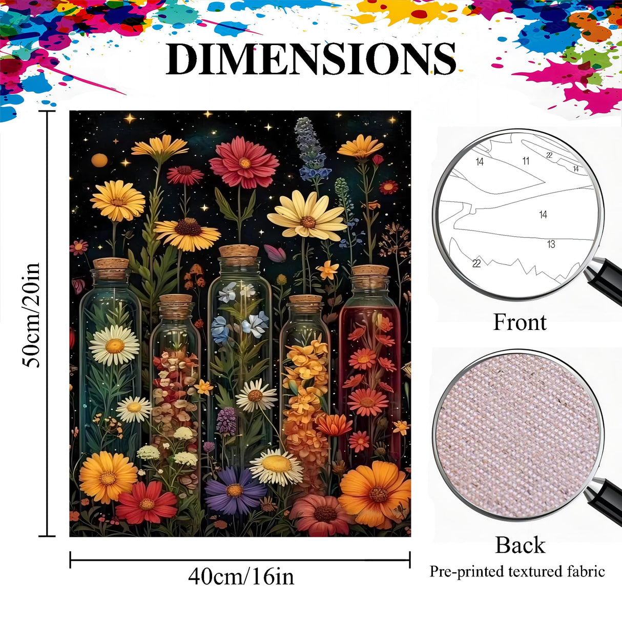 cewlonp Flowers Paint by Number for Adults-DIY Acrylic Oil Painting Adults Paint by Numbers Flowers,Paint by Numbers Kits for Gift Home Wall Decor 16x20inch cewlonp