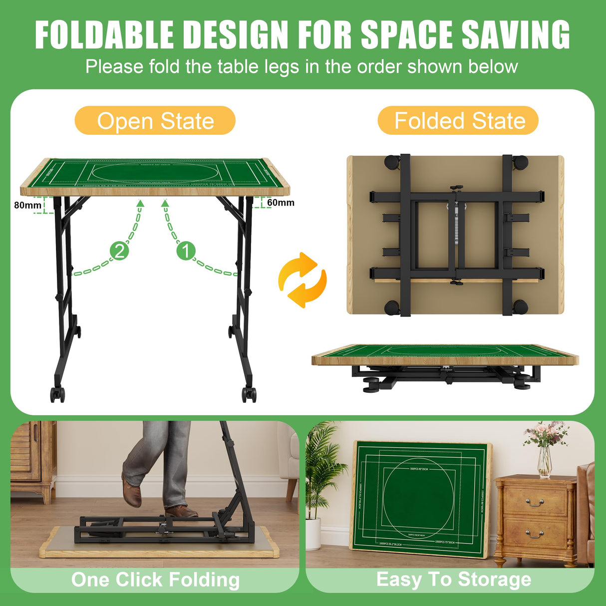CODACE Puzzle Table with Drawers - 1500 Pieces Folding Puzzle Tables for Adults, Tilting Jigsaw Puzzles Board with Sorting Trays, Table with Adjustable Height Legs and Wheels,Present for Puzzles Lover CODACE