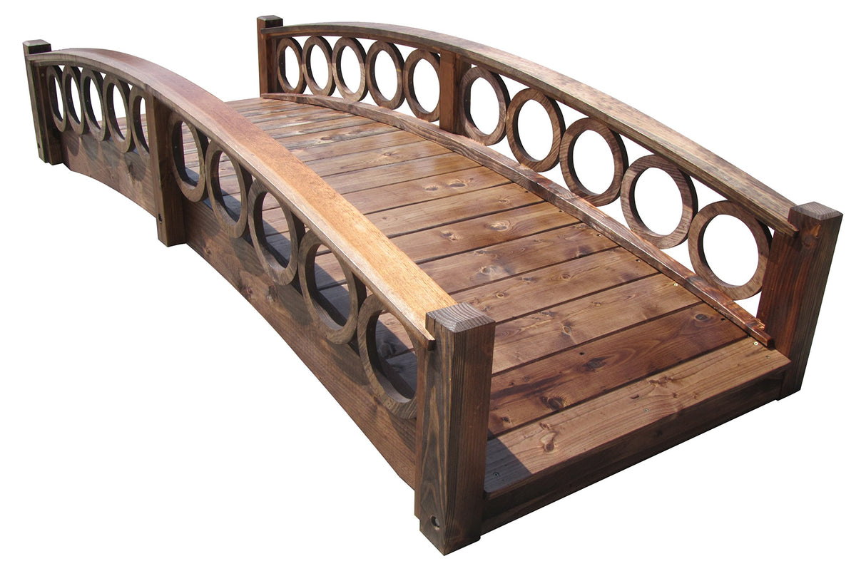 SamsGazebos 8 ft Rose Garden Bridge with Ring Railings SamsGazebos