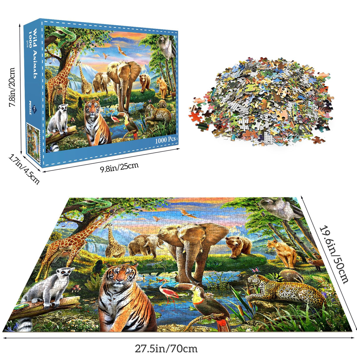 1000 Pieces Puzzles for Adults, Animal World Jigsaw Puzzle Challenging Night Game, Interlock Perfectly No Dust, for House Decoration, Birthday Party Holiday Toy for Kids Boys and Girls TangMosaic