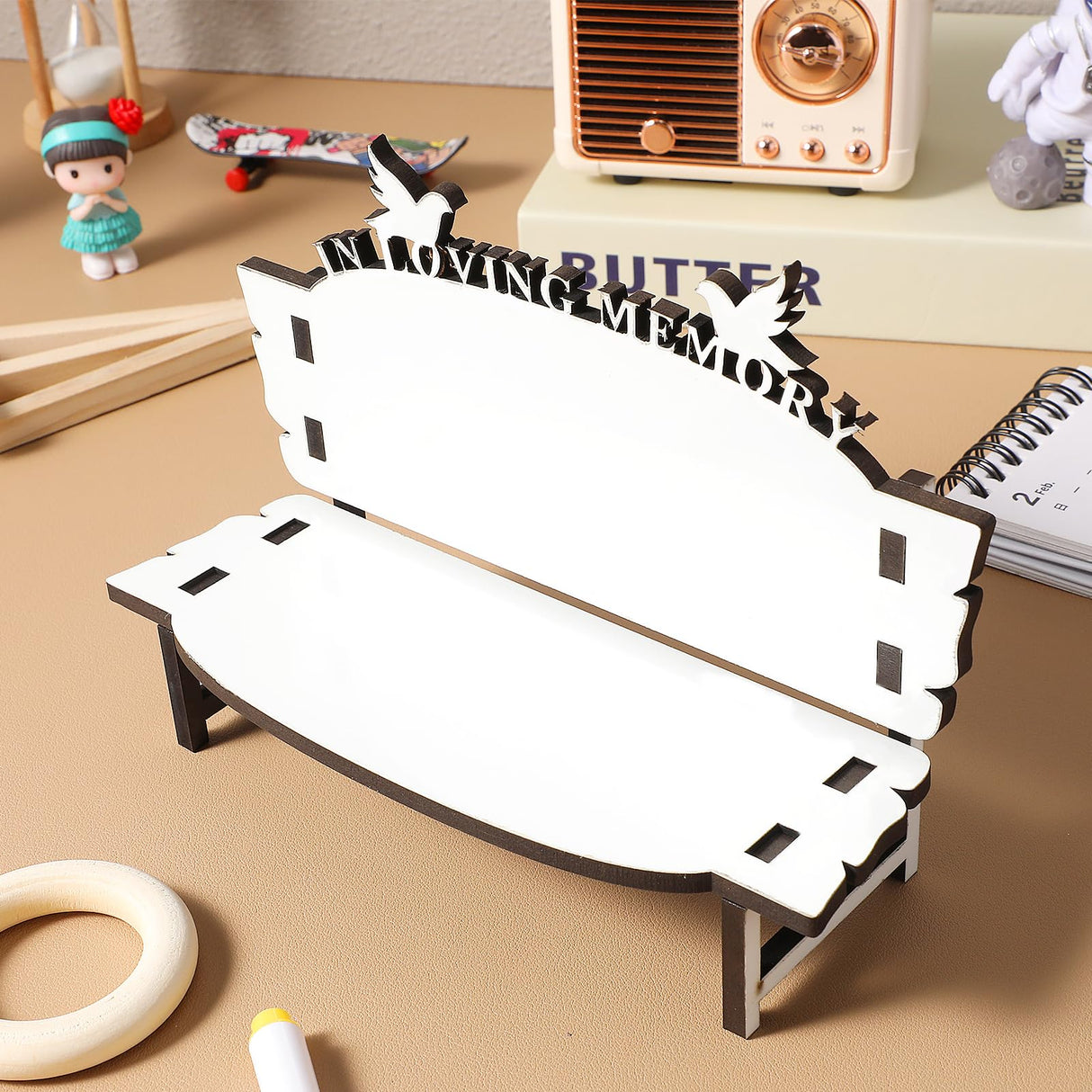 Ipetboom Office Practice White Embryo DIY Crafts Sublimation Blank Chair Decor Table Ornament DIY Chair Craft Sublimation Photo Bench Sublimation Decoration Wooden Doll House Dining Table Ipetboom