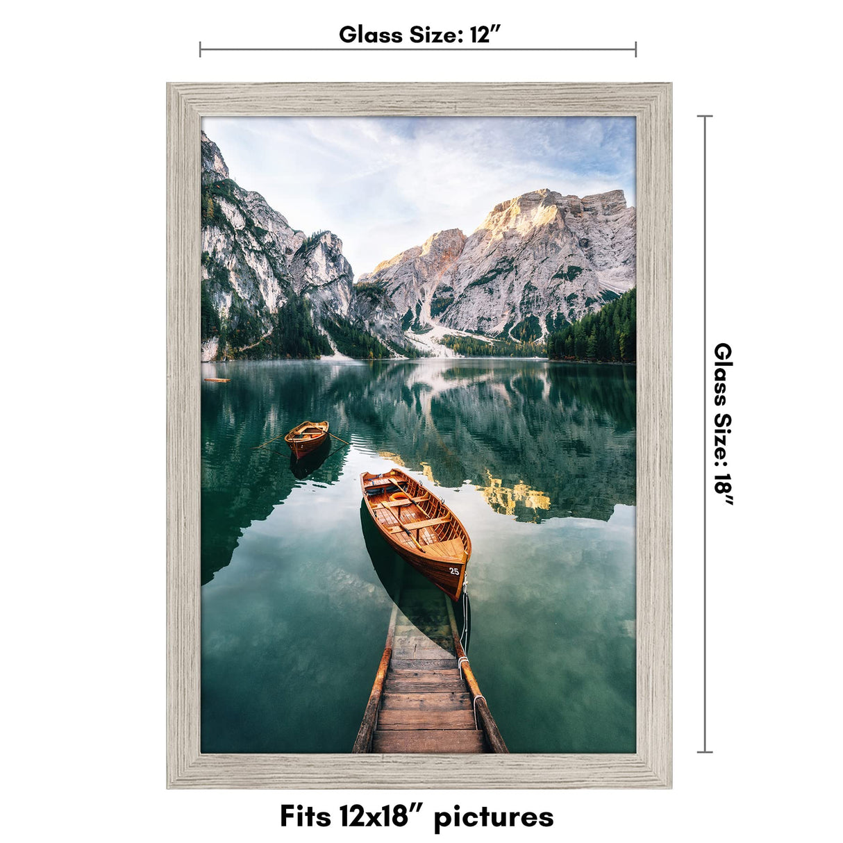 Americanflat 12x18 Poster Frame with Shatter-Resistant Glass - Gallery Style Frame with Engineered Wood - Signature Collection - Photo Frame for Wall Display - Driftwood Americanflat