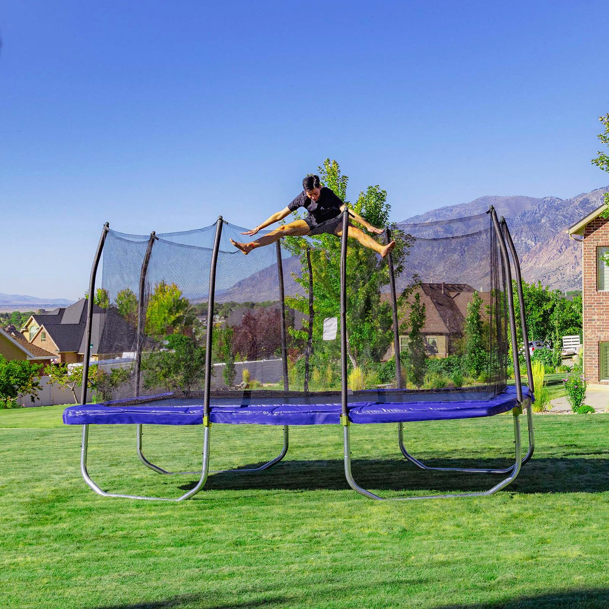 Skywalker Trampolines 9x15 FT Rectangle Trampoline with Safety Net, ASTM-Approved Outdoor Backyard Fun for Kids & Teens Skywalker Trampolines