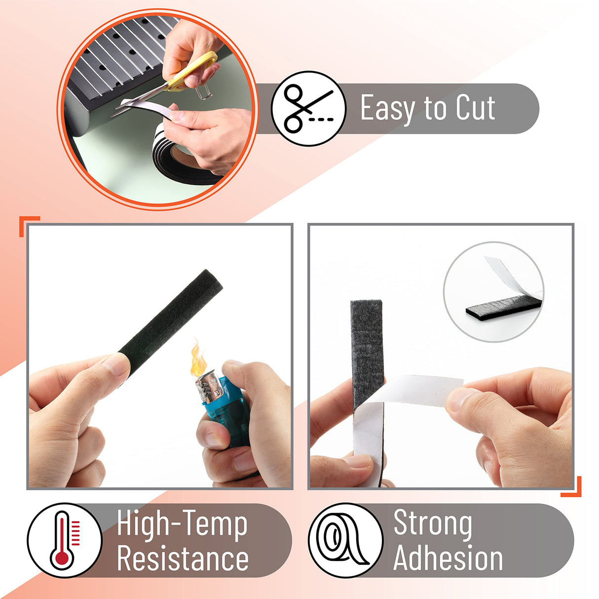 UNCO- Smoker Gasket, 15 Ft, 1/2"X1/8", Grill Gasket, Heat Gasket, Smoker Heat Tape, Smoker Gasket Sealer High Temp, Kettle Grill Gasket, BBQ Gasket, High Temperature Gasket Smoker, Smoker Door Gasket UNCO