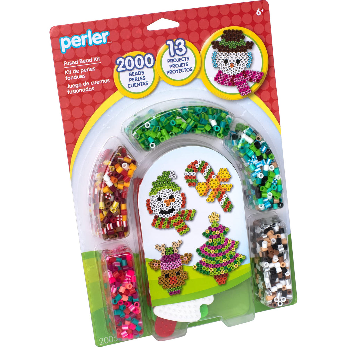 Perler Christmas Fuse Bead Craft Kit with 13 Patterns, Multicolor, Small, 2005 Piece Perler