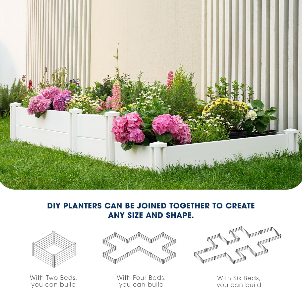 PASAMIC Durable Vinyl Raised Garden Bed, 6x3x1ft Raised Bed for Gardening, Planter Box with Open Bottom, Raised Garden Bed Outdoor, DIY Above Ground Garden Bed for Fruit, Vegetables, Herbs PASAMIC