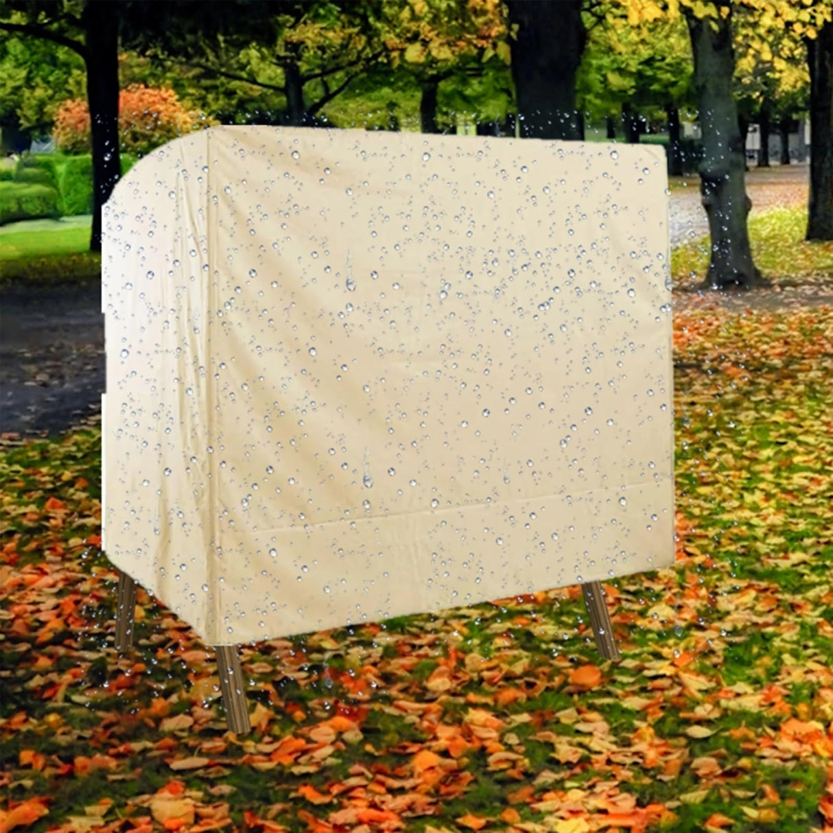 uHousDeco Outdoor 3 Triple Seater Hammock Patio Swing Chair Cover, Water-Resistant, All Weather Protection, Beige Color uHousDeco