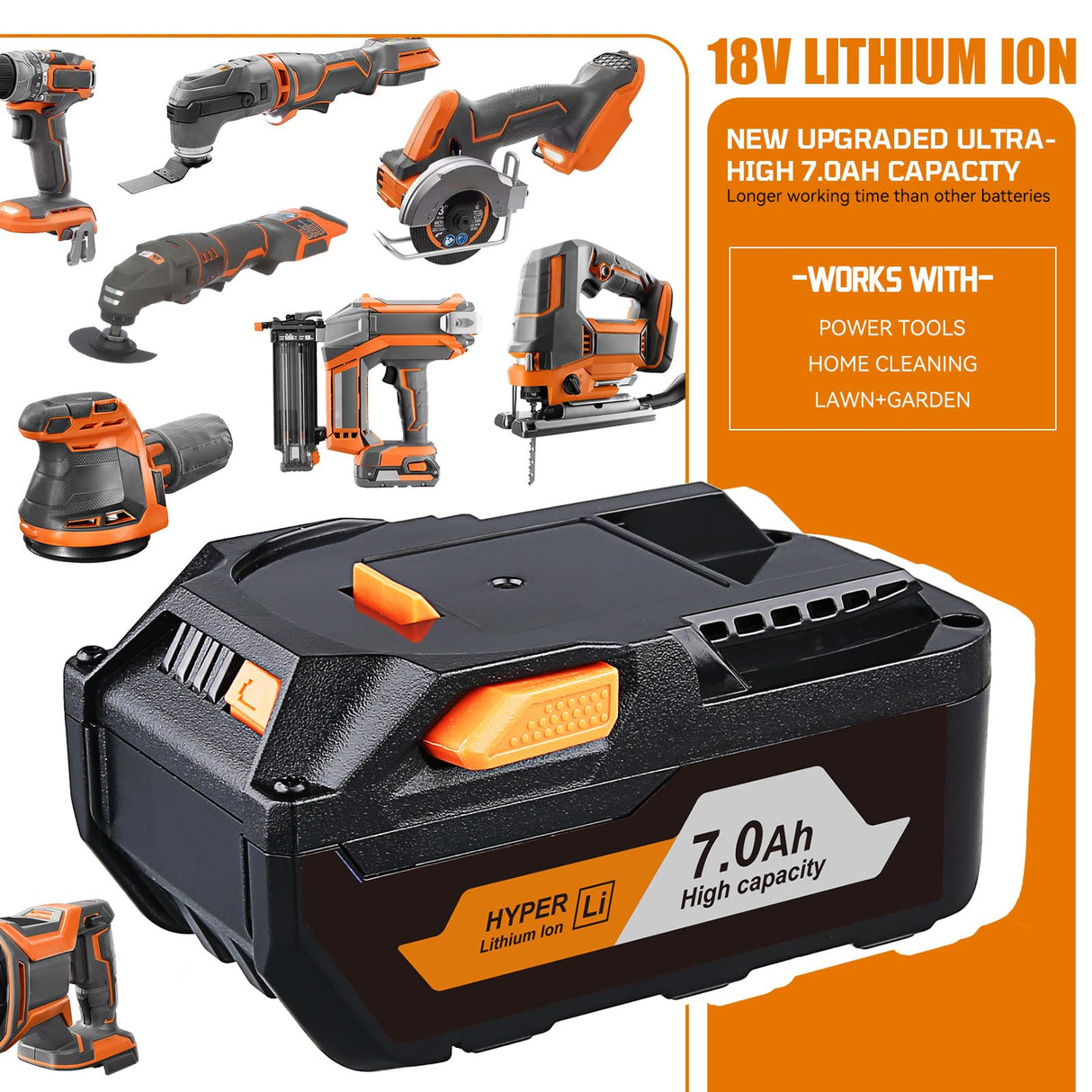 FERRYBOAT 7.0Ah Replacement for Ridgid 18V Lithium Battery R840087 R840083 R840086 R840085 R840084 AC840085 AC840086 AC840087P AC840089 Power Tool Battery 2 Packs FERRYBOAT