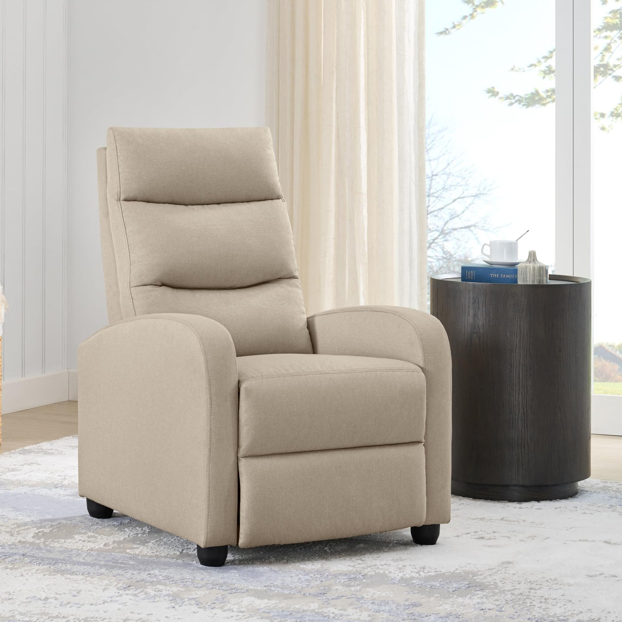 KISLOT Recliner Chair for Adults Push Back Armchair Home Theater Seating with Lumbar Support Single Sofa for Living Room,Beige(Fabric) KISLOT