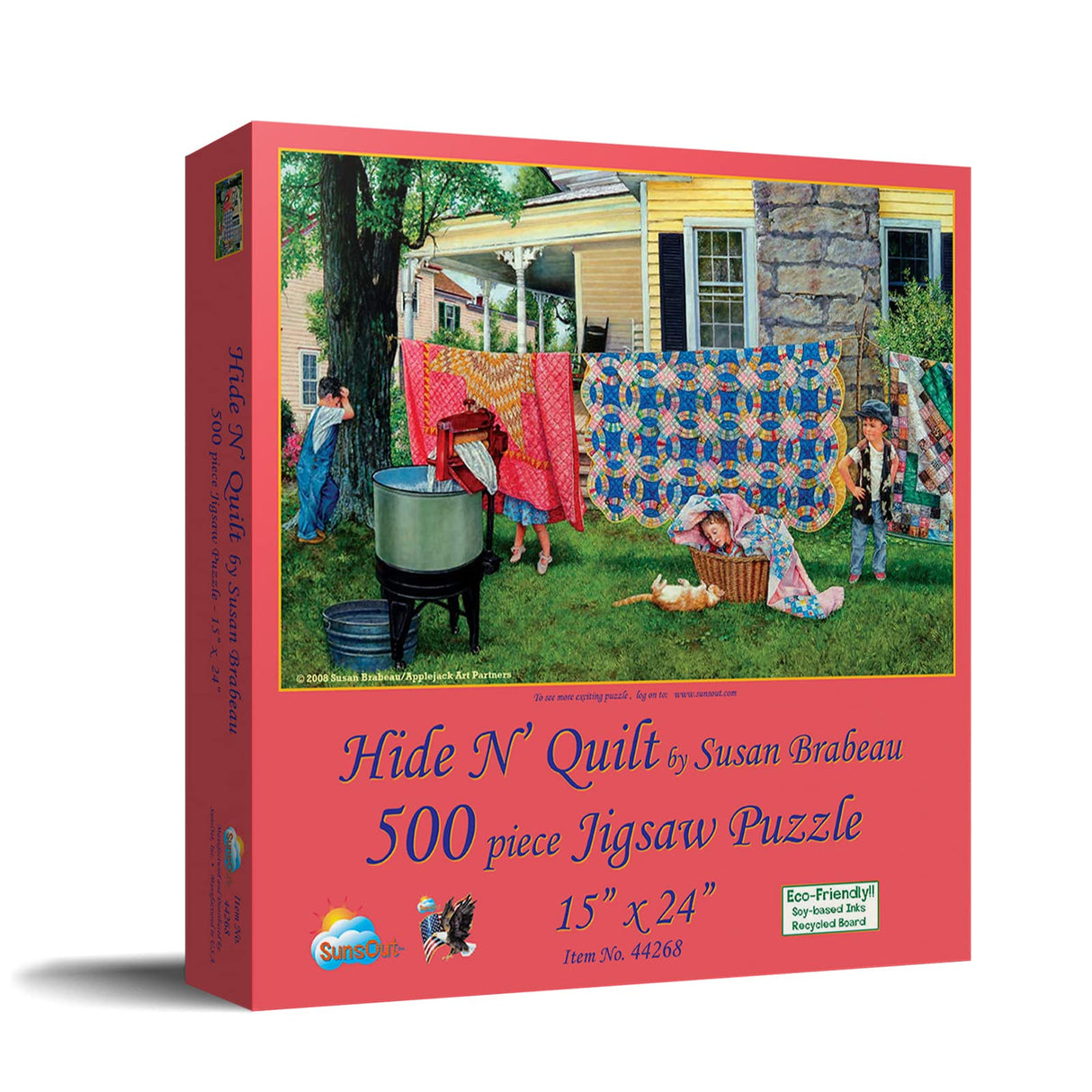 SUNSOUT INC - Hide N Quilt - 550 pc Jigsaw Puzzle by Artist: Susan Brabeau - Finished Size 15" x 24" - MPN# 44268 SunsOut