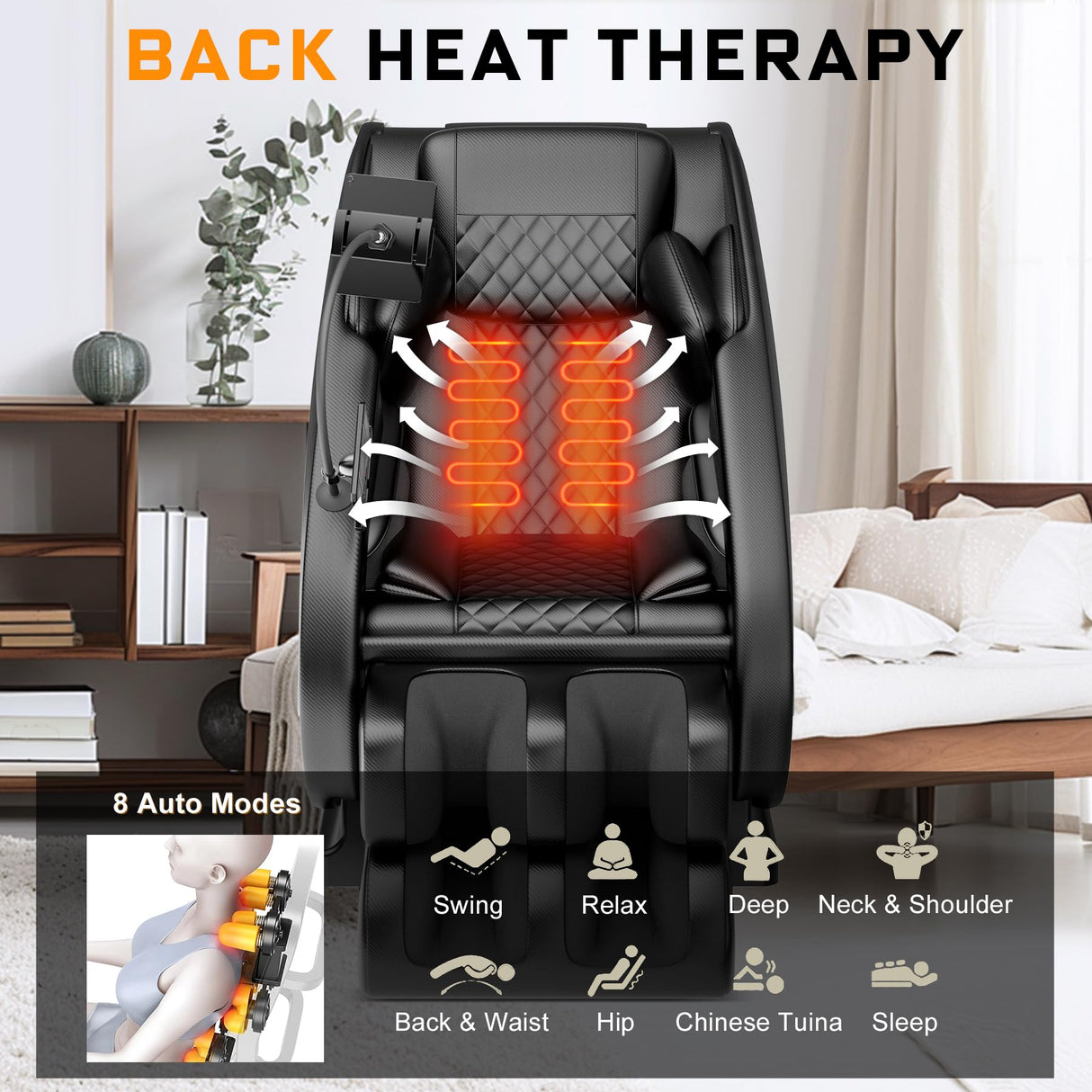 Massage Chair Full Body, Zero Gravity Massage Chair with 8 Fix Rollers, Foot Massage, Heating, Auto Modes, Full Body Airbag, Touch Screen Controller, Phone Controller, Home Massage for Back Fatigue Msutree